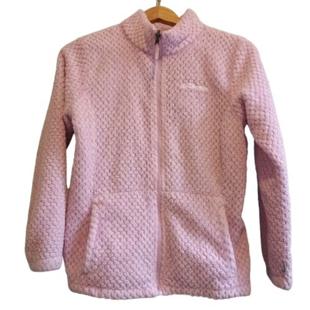 Columbia Interchange Fleece Jacket Kids Size L 14/16 Pink‎ Textured Zip  Pockets